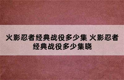 火影忍者经典战役多少集 火影忍者经典战役多少集晓